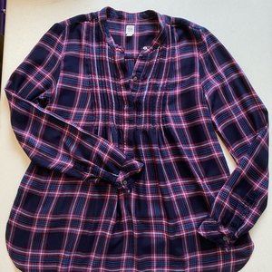 Gap Womens Plaid Pullover Tunic Size Small Tall Flannel Pleats